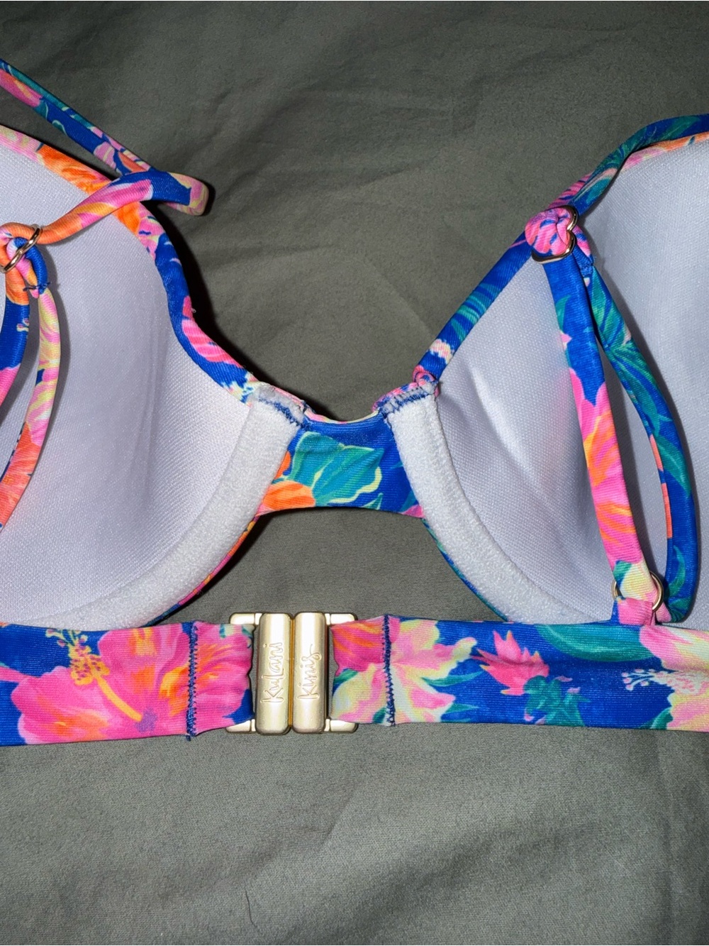 Kulani Kinis Floral Electric Palms Underwire Bralette Bikini Top - size xl - Picture 10 of 10